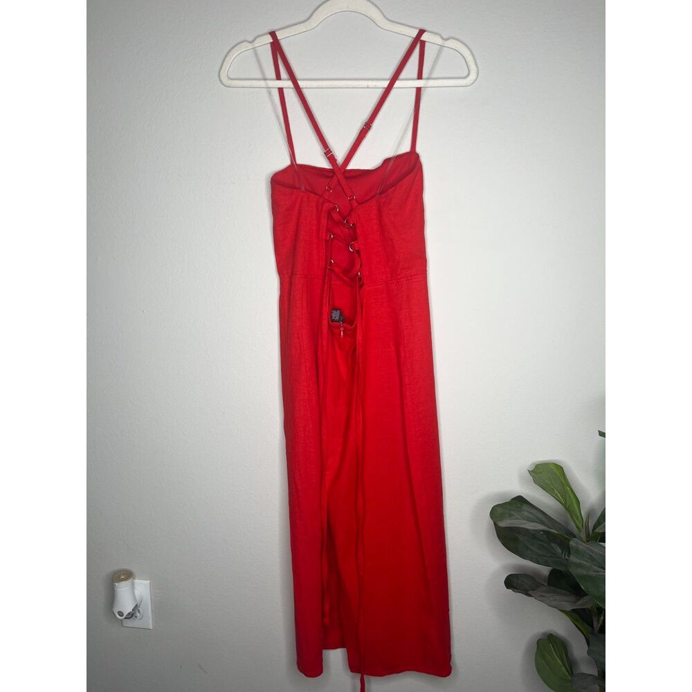 Wild Fable Red Midi Dress with Lace-Up Back - Women’s Size 6